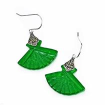 s925 silver jewelry fine carved fan Jade earrings Chinese style earrings ladies silver jewelry ear jewelry