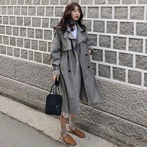 South Korea 2021 spring and autumn new high-end medium-long gray popular British wind small wind coat coat coat female