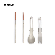 tawa stainless steel portable tableware chopsticks spoon set outdoor travel tableware camping folding chopsticks three-piece set