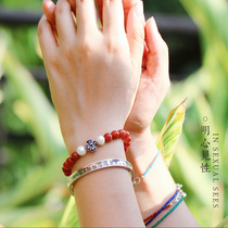  South Red Buddha beads bracelet Red agate bracelet ladies pearl bracelet Cloisonne spacer beads 108 original Buddha beads rosary beads