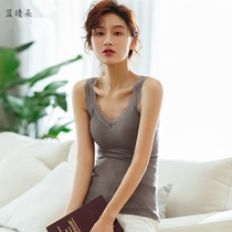 Medium thick Terry suede with chest pad vest plus velvet thickened flesh color base shirt slim lingerie bra sling V