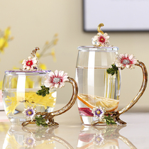 Light luxury enamel water Cup Tea Cup home temperature resistant crystal glass tea cup for girlfriend gift customization