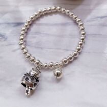  Lucky Cat Bracelet Round ball Silver bead Bracelet Retro 925 sterling silver female string beads Silver bells Silver beads New Year