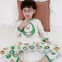 Childrens pajamas summer thin bamboo fiber long sleeve baby Children air-conditioning clothing boy boy boy home suit suit