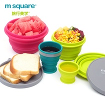 Silicone Folding Bowl Travel Telescopic Lunch Box Water Cup Japan Outdoor Travel Products High Temperature Portable Tableware Set