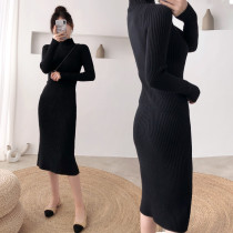Tide brand 2020 new Korean version thickened turtleneck sweater womens long outer wear medium-long over-the-knee knitted dress