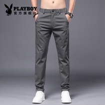  Playboy summer new casual pants mens straight slim-fit mens long pants loose Korean version of thin small-footed trousers