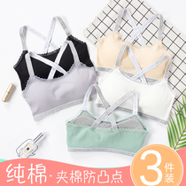 Girls children's underwear development period students junior high school Senior high school girls 10-13-15 years old cotton underwear bra set