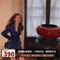  2021 summer new acetate satin dress waist thin French high-end temperament small Korean skirt