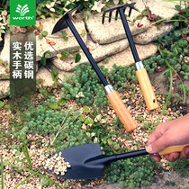 Wo Shi gardening tools three-piece set of flowers small shovel planting vegetables meat tool set pine soil shovel digging bamboo shoots artifact