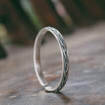 Woven silver fine bracelet original snowflake silver twist matte retro simple creative men and women couple lettering to send