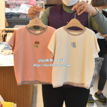 B1 Korean imported childrens clothing 2020 Summer boys and girls Children Baby cartoon leisure foreign style personality short sleeve t-shirt