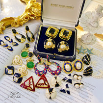 vintage Atlantic Antique Jewelry Black Gold Plated Enamel Elegant Pearl Brief 100 lap earring earrings