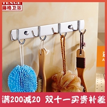 304 stainless steel clothes adhesive hook wall hanging wall hook coat hook toilet towel row hook no hole