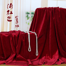 Golden velvet red cloth thickened red curtain dark wine red stage curtain background tablecloth tablecloth shooting velvet fabric