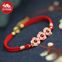 Phoenix Nirvana retro style hand rope red rope bracelet female Garnet hand woven ancient style national style