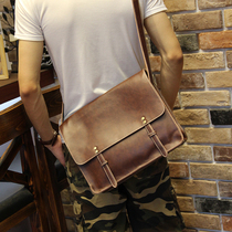 Genuine leather new Korean version of business mens bag business leisure horizontal briefcase bag shoulder oblique cross bag wear-resistant tide brand