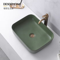 Mustard green Nordic creative table basin wash basin household toilet ceramic washbasin square basin