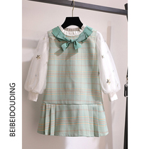 Girls Net red suit 2021 new foreign baby trend spring and autumn baby Korean version of vest skirt wear two-piece set