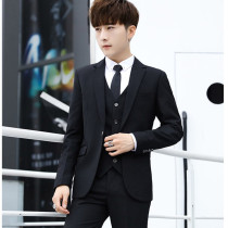 Korean suit mens suit Korean version of the trend groom married three-piece slim business suit men full set