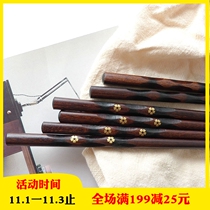 New product creative small flower tortoise wooden chopsticks Japanese pointed chopsticks household wooden tableware chopsticks non-slip square pointed chopsticks