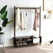 Uwood furniture all solid wood shoe rack Oak shoe rack hanger dual-purpose coat rack Nordic simple furniture