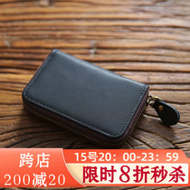 Casual Head Layer Bull Leather Zipper Wallet Man Genuine Leather Brief About Large Capacity Organ Card Bag Multi-Position Credit Card Sleeve