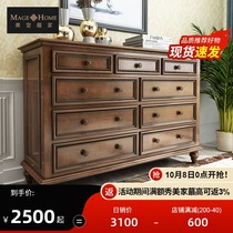 Ash Wood American country all solid wood nine-bucket cabinet porch cabinet bedroom furniture multi-bucket cabinet locker nine bucket kitchen