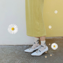 LET ME SEE retro Fashionable velvet rose printing socks childrens ins tide socks summer thin breathable