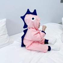 ins Korean version of baby jumpsuit spring and autumn newborn clothes climbing clothes for men and women Baby cute dinosaur hajv tide