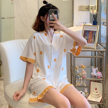 Angelina zl pajamas women 2021 new summer cotton thin short sleeve cardigan cute home suit