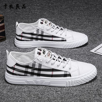 European station 2021 autumn new mens shoes breathable small white board shoes mens grid cloth shoes Joker casual canvas tide