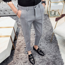 Pants male Korean version trendy 90% pants for men slim fit small foot casual pants Summer slim fit Youth 100 lap suit pants