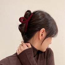 Temperament Retro Velvet Catch Clip Head Accessories Woman South Korea Nets Red Ins Back Brain Spoon Hair Grip 100 Hitch Hairpin Hairpin Tide
