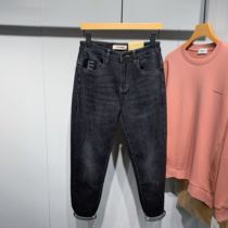 2021 autumn new mens Korean fashion black jeans Joker micro elastic loose simple little pants men