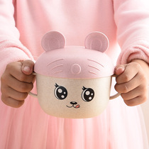 Childrens bowl anti-fall anti-hot childrens eating bowl home baby baby rice bowl cartoon cute tableware