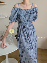 2021 fried Street summer dress atmosphere sense milk sweet oil painting suspender skirt small skirt student Korean French dress