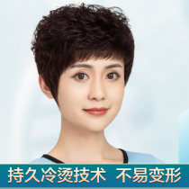 Wig female summer mother real hair curly hair full head set real hair silk Lady middle-aged and elderly natural fluffy short hair set