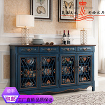 American European-style furniture rural retro solid wood hollowed-out shoe cabinet multilayer shoe rack imitation of ancient lockers Xuanguan dining side cabinet