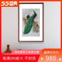 Introductory Genguan Decoration Painting Vertical Version Aisle Veranda End Wall Hanging Painting Pure Handmade Embroidery Painting Finished Peacock Chart