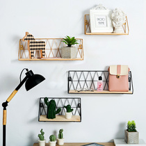 Nordic style wall shelf dormitory artifact storage bedroom bedside non-perforated wall Wall decorative shelf