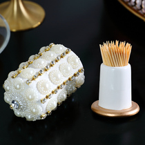 Simple and light luxury toothpick tube living room creative ceramic toothpick box Dining table decoration personality storage box simple household