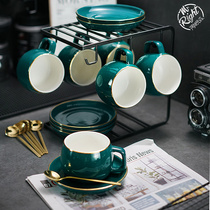 Lotus Xiansen Nordic style coffee cup Ceramic European coffee cup and saucer set Simple English afternoon tea cup