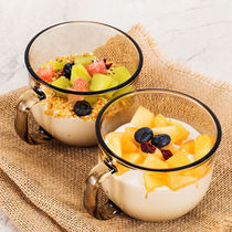 Tea colour breakfast cup Eurostyle Mark Cup portable large capacity Nordic windy oat cup with lid spoon heat-resistant glass goblet