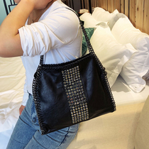 Tide brand womens bag 2021 new leather handbag European and American wild soft leather large bag fashion chain shoulder messenger bag