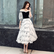 Banquet evening dress female 2021 new white socialite annual meeting dress small dress skirt summer dress thin party party