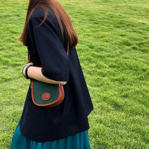 Fat fat homemade womens bag 2021 new Korean ins contrast bag messenger bag shoulder bag net red small bag saddle bag