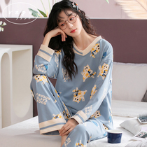 Japanese Pajamas Women's Long Sleeve Pure Cotton Set 2022 New Spring Autumn Home Dress Loose Sweet Print Two-piece Set