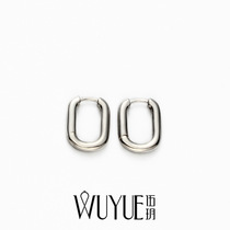 Geometric rectangular ring ring earrings female earrings sterling silver niche design sense advanced sense Korean temperament Net red atmosphere