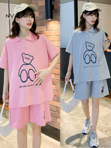 Pregnancy Woman Dress 2022 New Summer Clothing Suit Outwear Fashion Big Code Summer Short Sleeve Thin blouse T-shirt Two sets